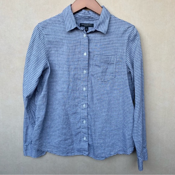 Banana Republic Tops Banana Republic Quinn Boy Fit Buttonup Linen Shirt Poshmark